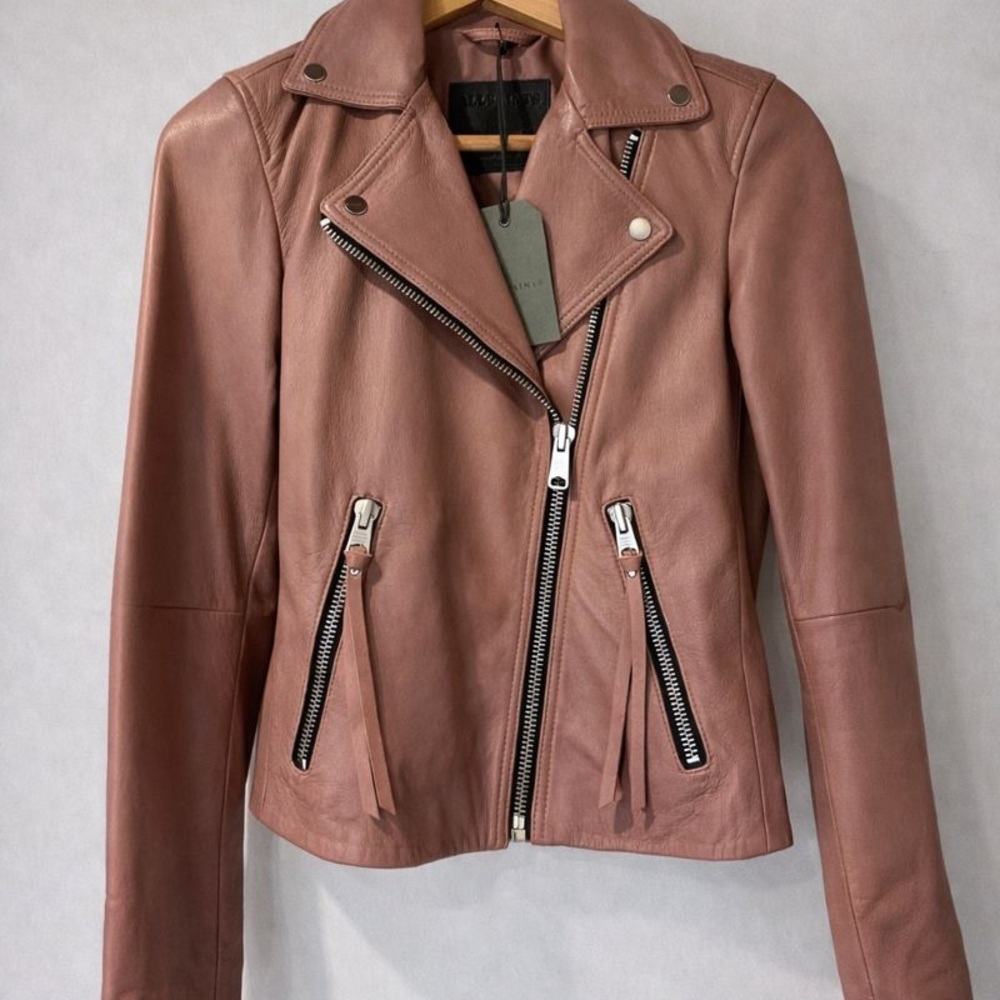 All Saints Dalby Leather Jacket- Vintage Rose US 4 Rare HTF